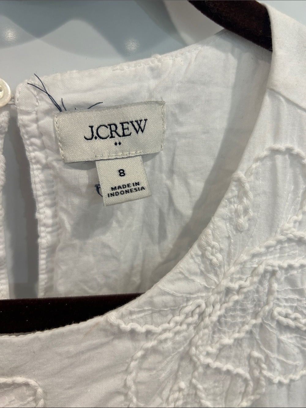 White jcrew mini with puff sleeves and pockets lined - Picture 3 of 4